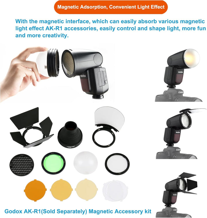 Godox V1O Professional Blitzgerät Speedlite Kompatibel mit Olympus/Panasonic Kameras, Runder Kopf Ka