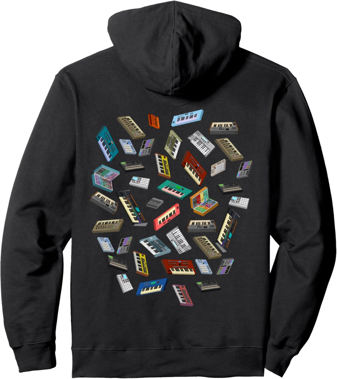 Synthesizer Pixel Art für Musiker Pullover Hoodie