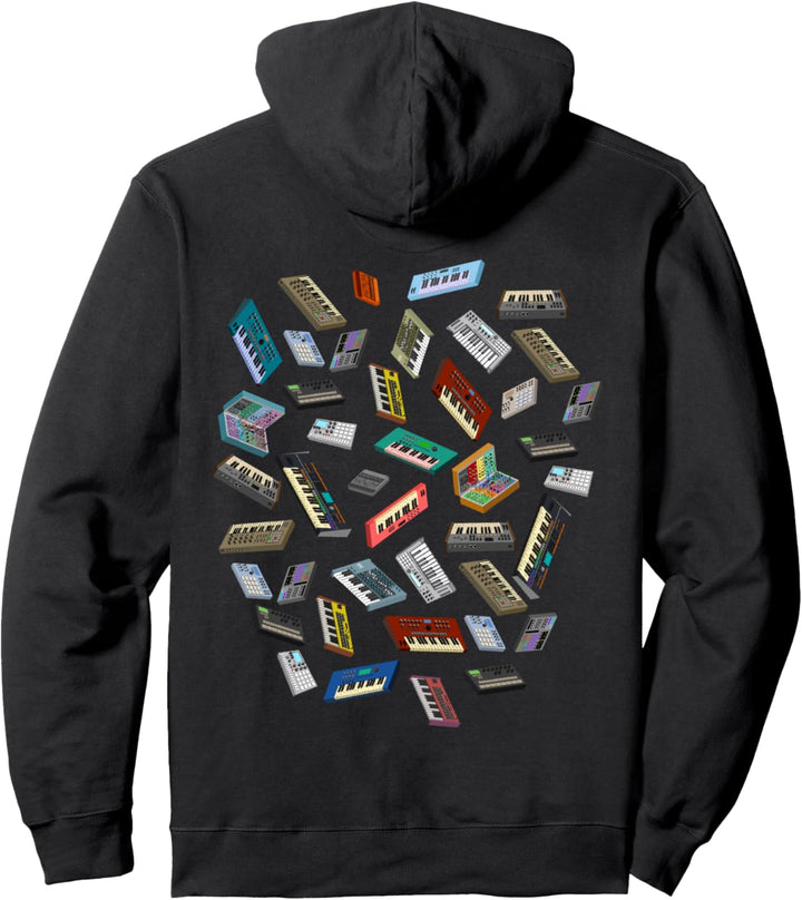 Synthesizer Pixel Art für Musiker Pullover Hoodie