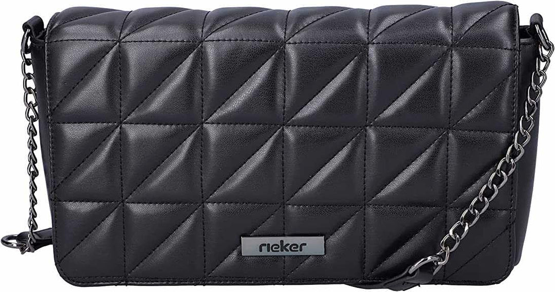 Rieker Damen Umhängetasche gesteppt Kettendetail H1110 Schwarz, Schwarz