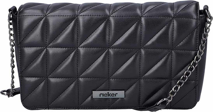Rieker Damen Umhängetasche gesteppt Kettendetail H1110 Schwarz, Schwarz