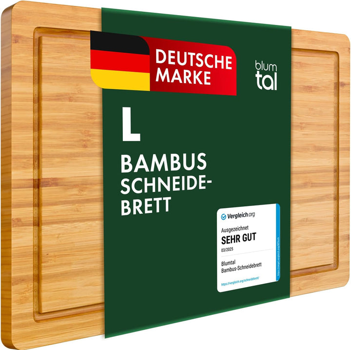 Blumtal Schneidebrett aus 100% Bambus - 2cm dickes Holzbrett antibakterielle - massives Schneidebret