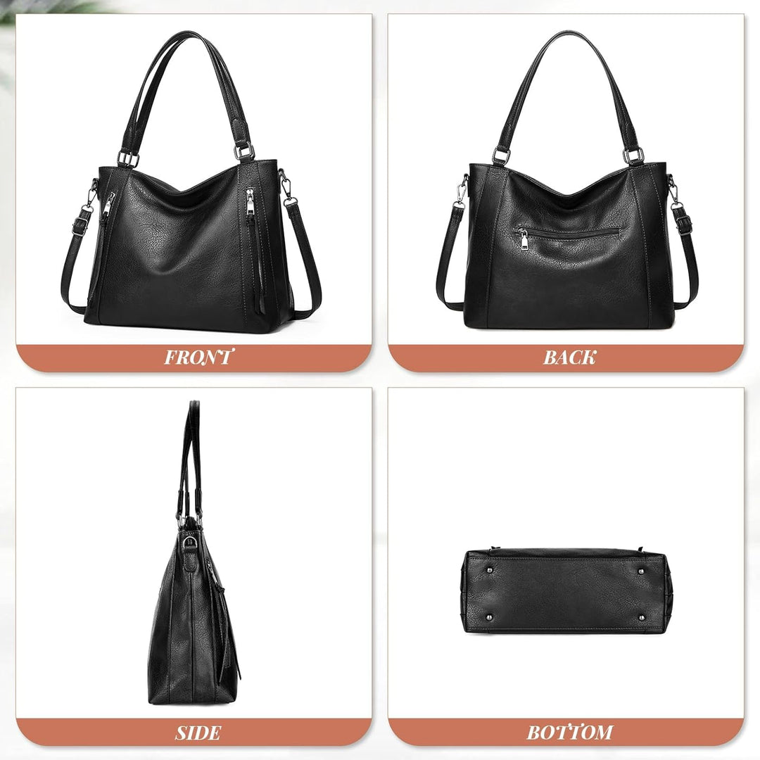 VINBAGGE Damen Handtasche Leder Henkeltasche Top Griff Tasche Vintage Weiches Umhängetasche Schulter