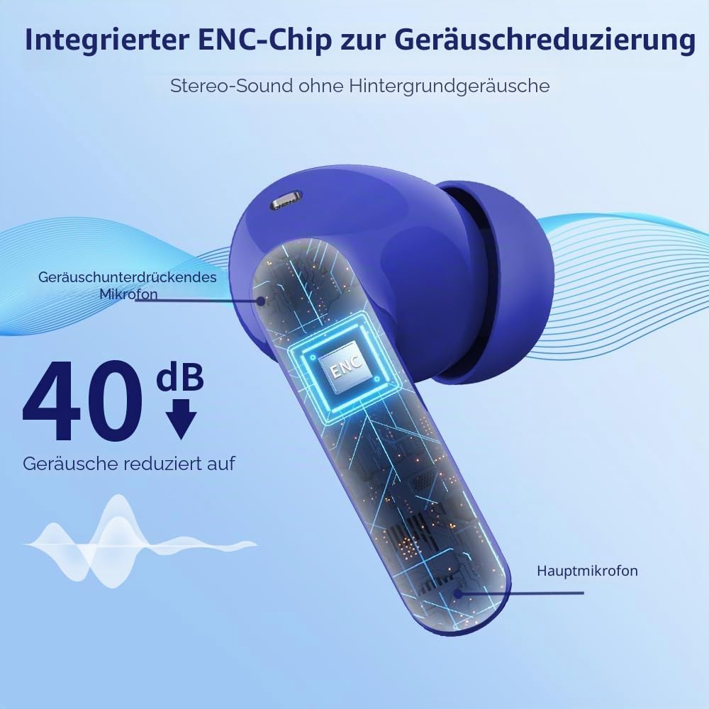 Btootos Bluetooth Kopfhörer, Kopfhörer Kabellos Bluetooth 5.4 Sport In Ear Kopfhörer mit 4 Mikrofon,