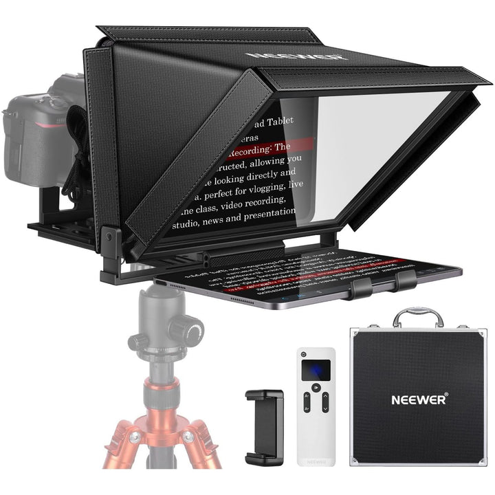 NEEWER X12 Teleprompter aus Aluminium mit RT 110 Fernbedienung und App Steuerung, kompatibel mit iPa