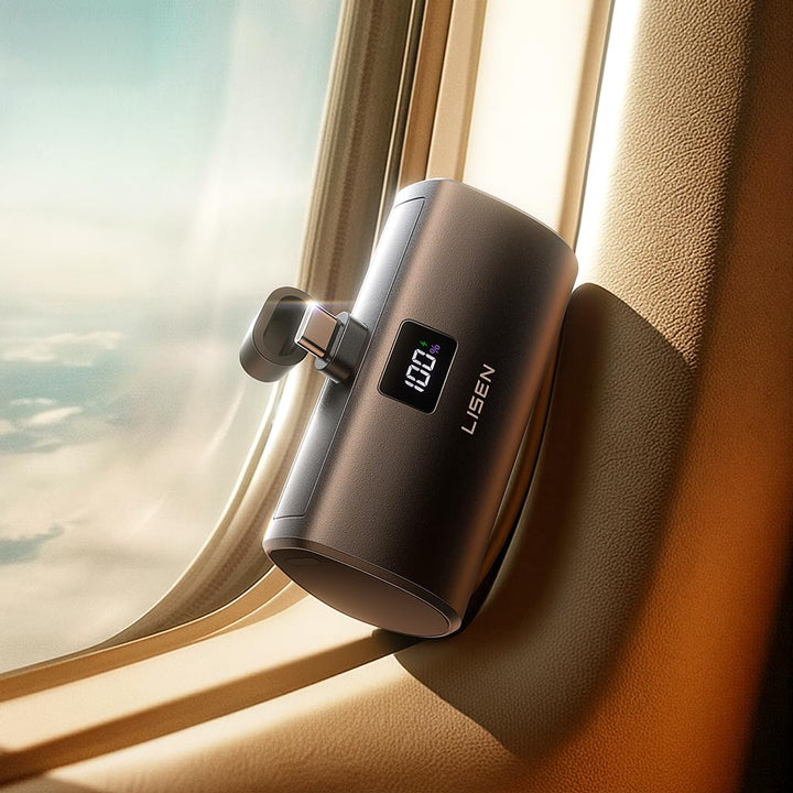 LISEN Mini Powerbank USB C für Galaxy, 6800mAh 22,5W Power Bank Klein Aber Stark, Integrierter Faltb