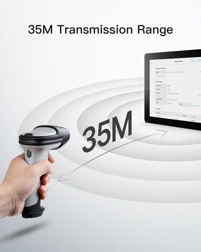 Inateck Bluetooth Barcode Scanner, Wireless, Kabellos,15 Tage Dauerbetrieb, 35 m Funkreichweite, aut