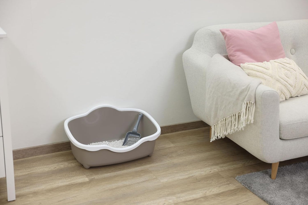 Stefanplast Katzentoilette Très Chic Open 56x39x26cm, weiss/Taupe, weiss/taube Mittel