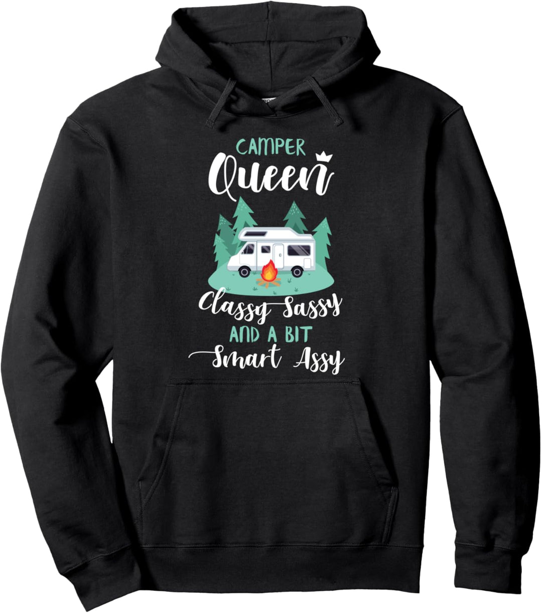 Camper Queen Funny RV Gifts Camping RV Gift Ideas Pullover Hoodie