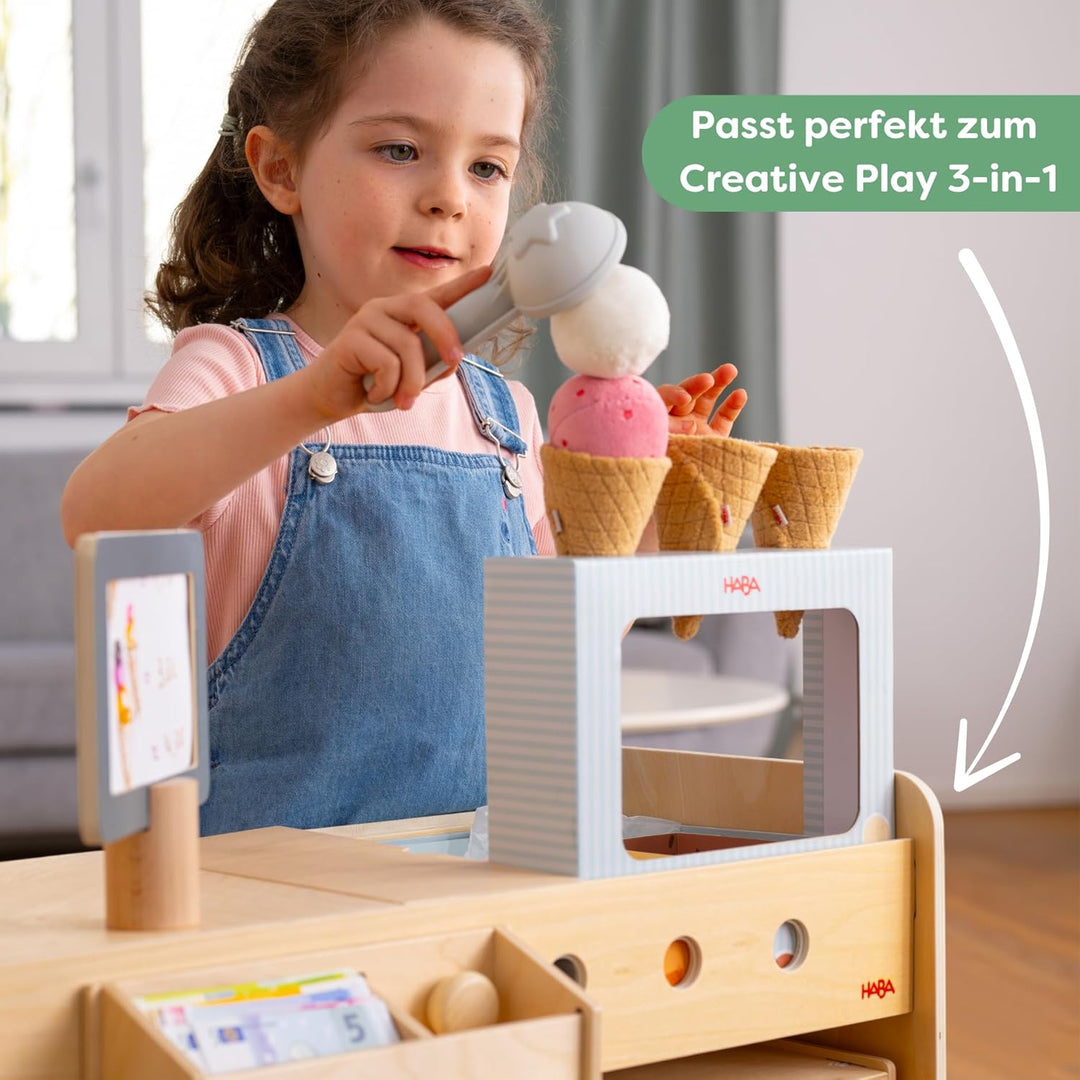 HABA Creative Play Eisdiele – Rollenspielzeug ab 3 Jahren mit magnetischen Eiskugeln – Fördert Feinm