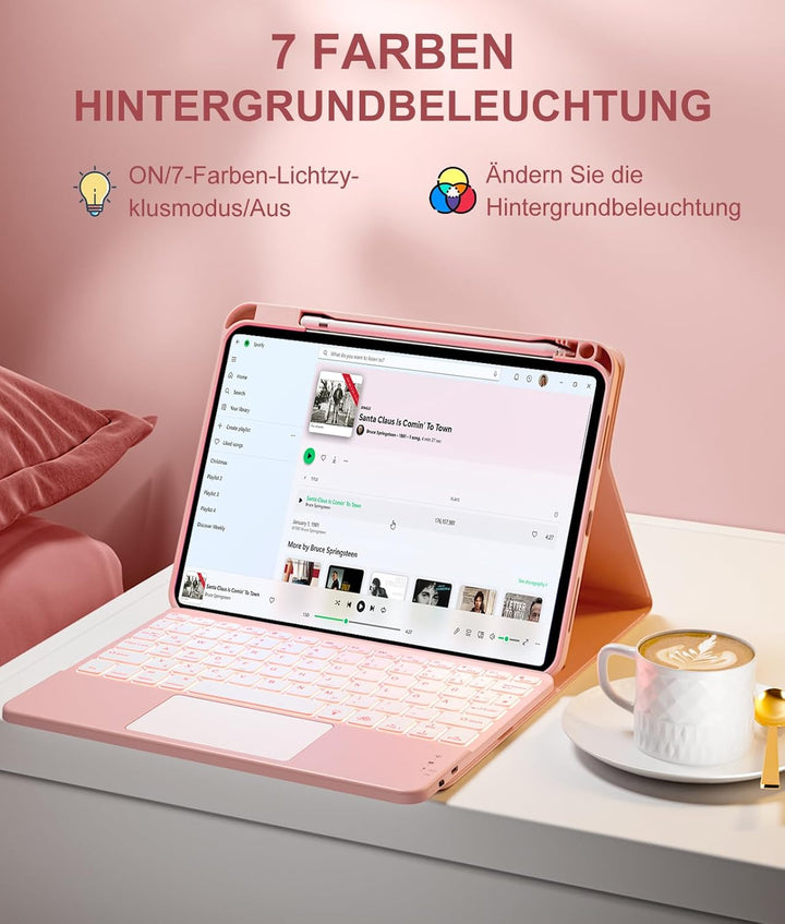 Vobafe Touchpad Hülle mit Tastatur für iPad A16 11 10 Generation 2025 2022, 11/10,9 Zoll, Magnetisch