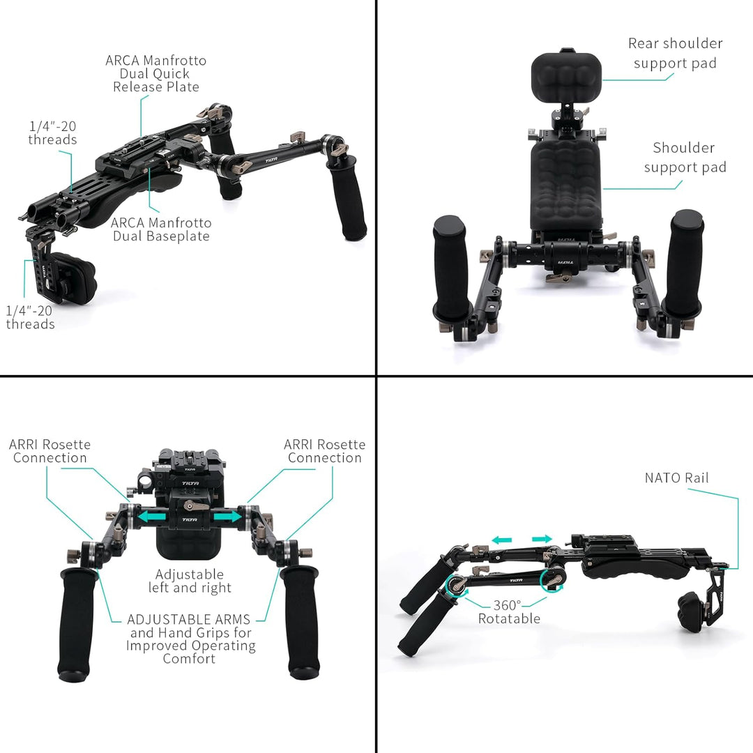 Tilta Camera Shoulder Rig Leichtes Schulter-Rig für DSLRs Videofilmherstellungs System-Kit, mit ARCA