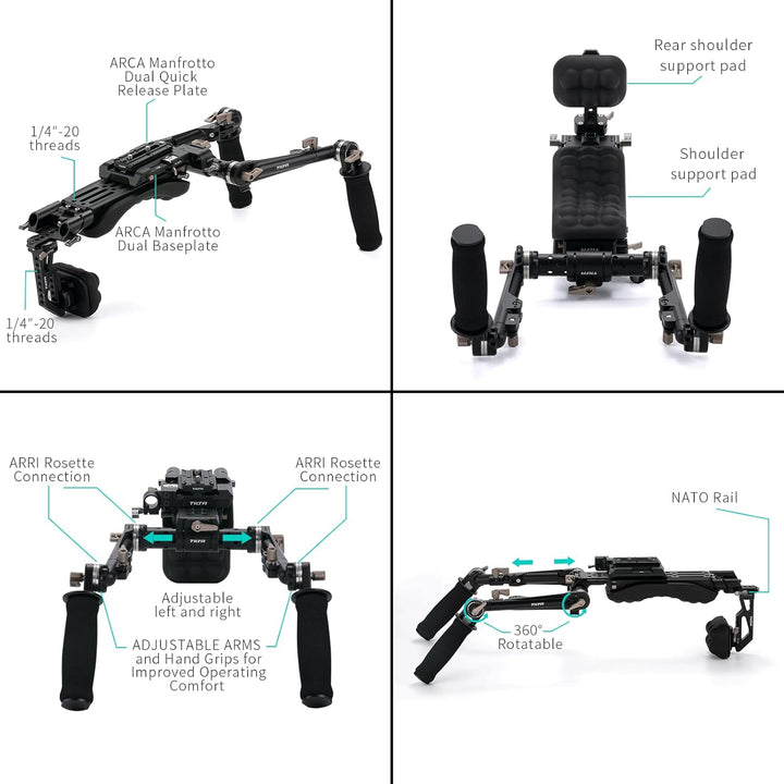 Tilta Camera Shoulder Rig Leichtes Schulter-Rig für DSLRs Videofilmherstellungs System-Kit, mit ARCA