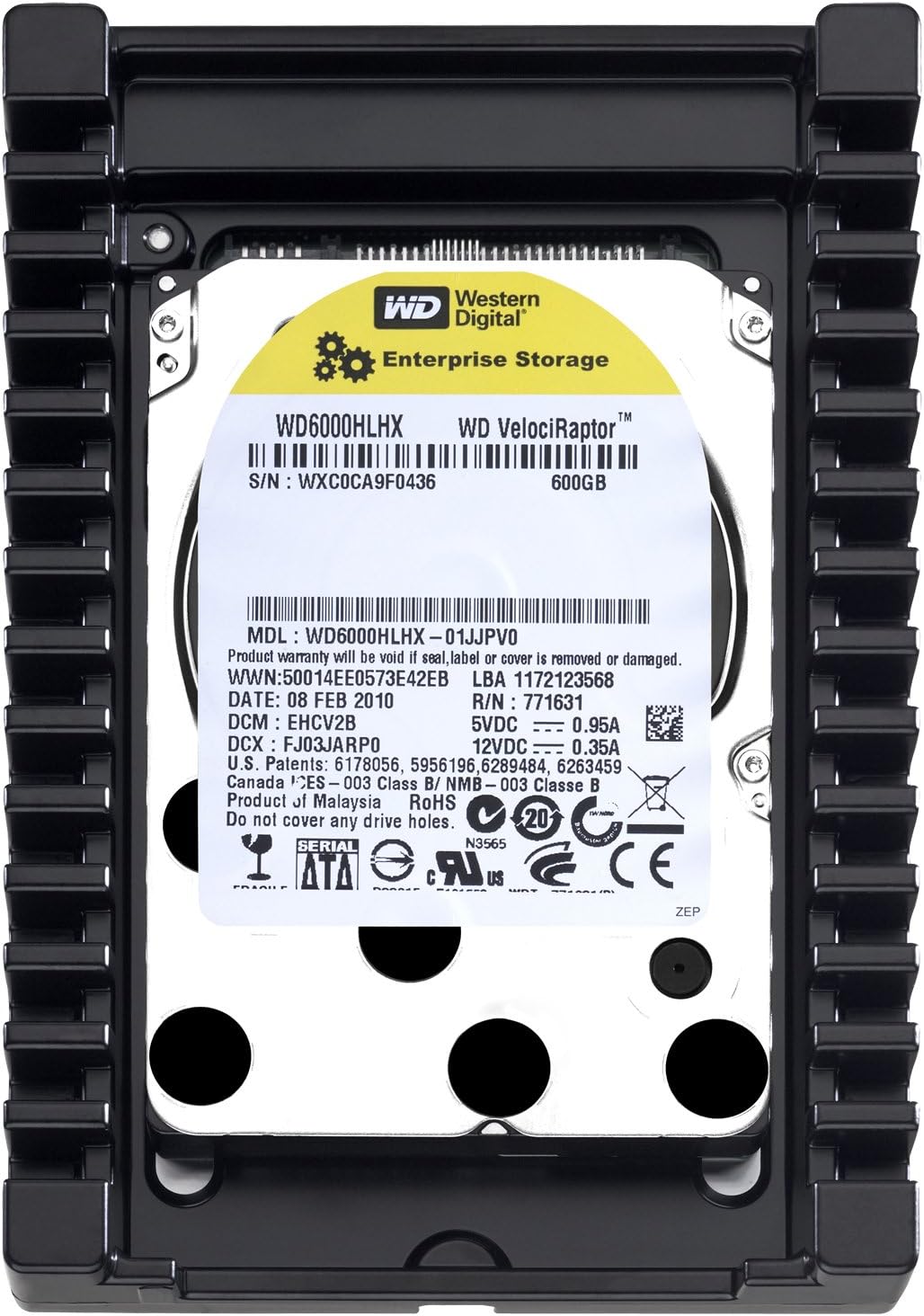 Western Digital WD6000HLHX VelociRaptor 600GB interne Festplatte (8,9 cm (3,5 Zoll), 10000rpm, 3,6ms