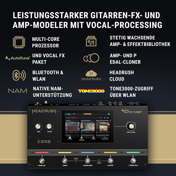HeadRush Core - Gitarre und Vocal Multi Core Effekt Amp Modelling Prozessor mit Cloning, Looper, Ant