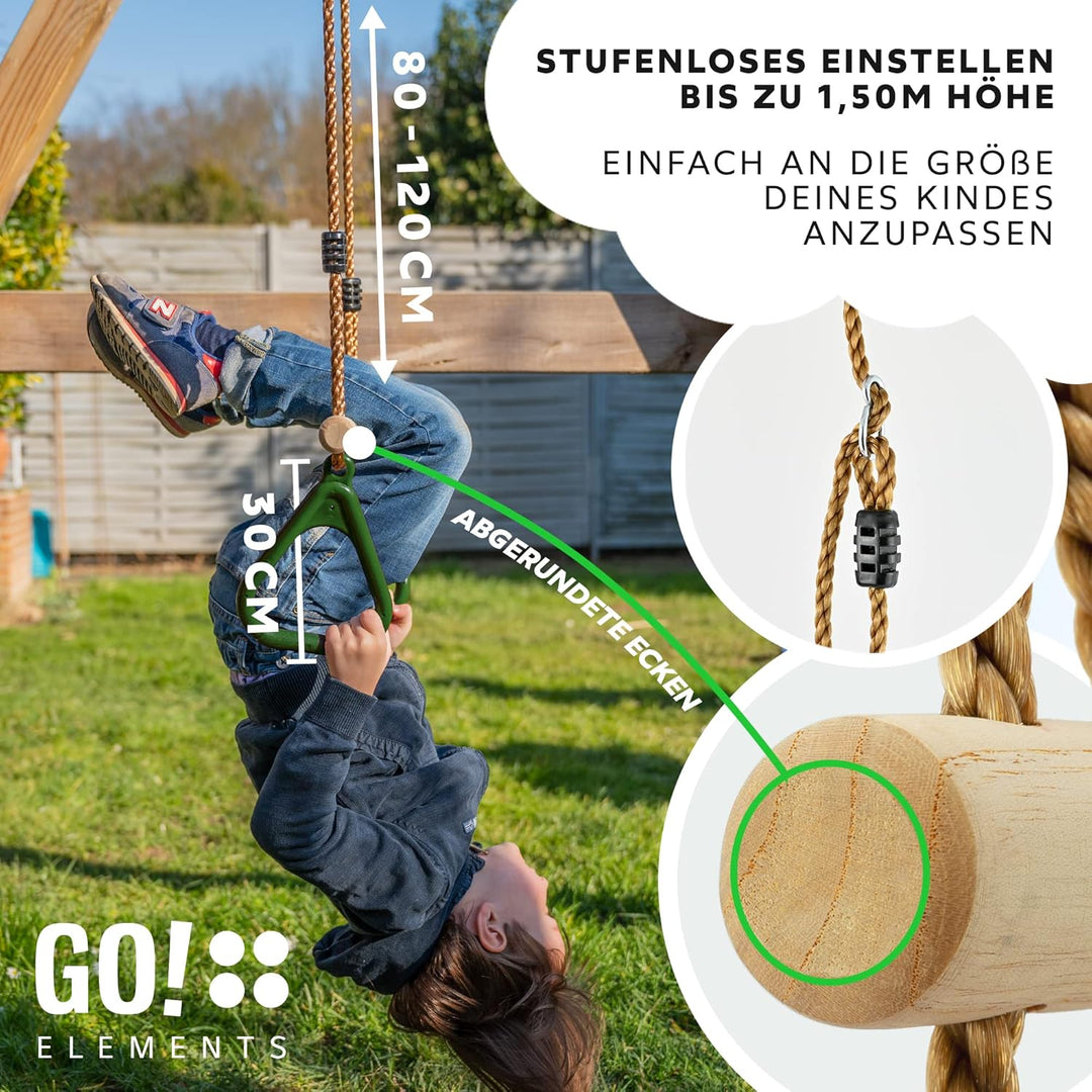 GO!elements Trapez Schaukel Garten - Kinderschaukel Outdoor Indoor - Schaukelsitz Schaukelbrett Bret