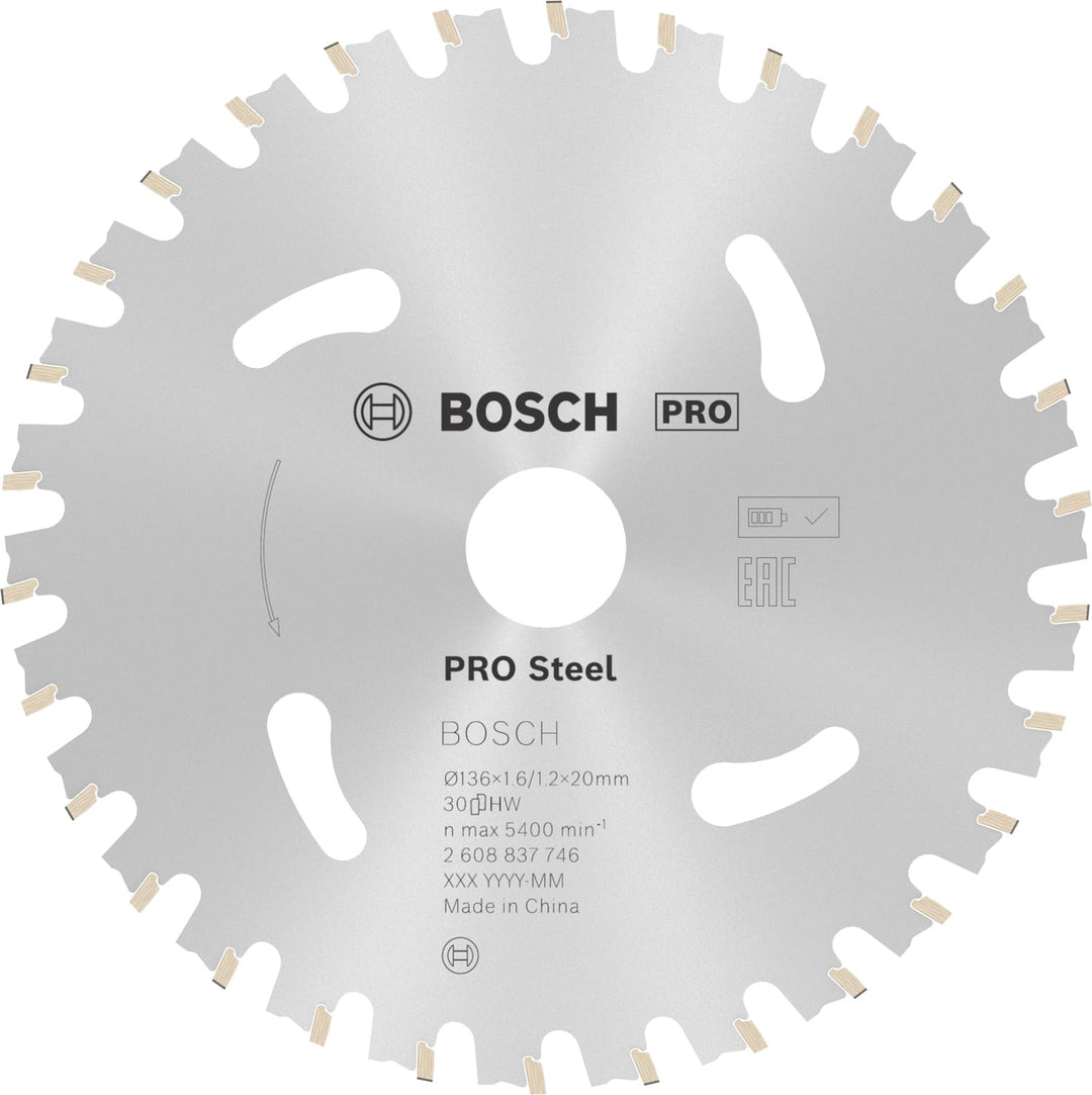 Bosch Professional 1x Kreissägeblatt Standard for Steel (Stahl, Sägeblatt Ø 136 x 20 x 1,6 mm, 30 Zä