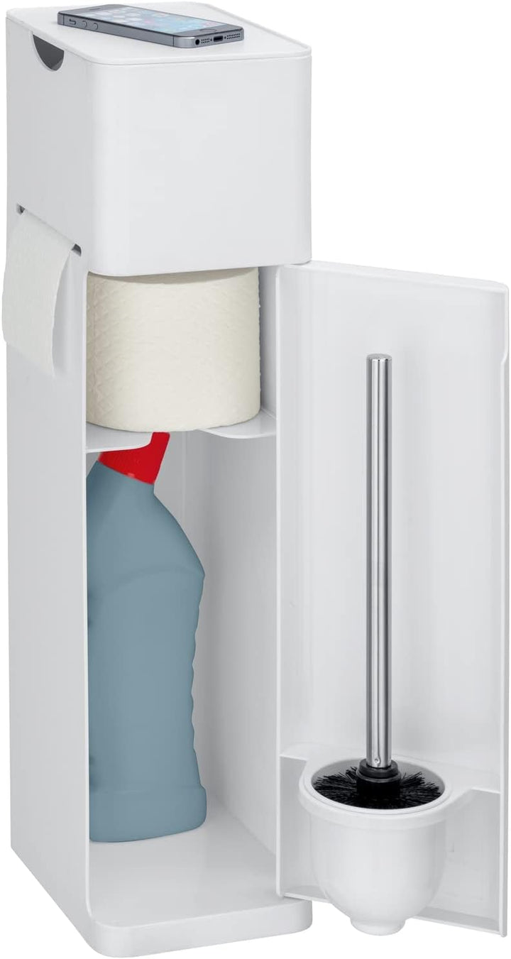 WENKO Stand WC-Garnitur Imon 6 in 1, mit integriertem Toilettenpapierhalter, WC-Bürstenhalter, Ersat