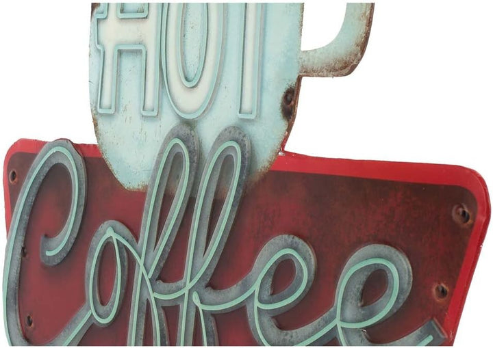 Open Road Brands Rustikales Wandschild aus Metall mit Aufschrift Hot Coffee-Shop Mehrfarbig, Mehrfar