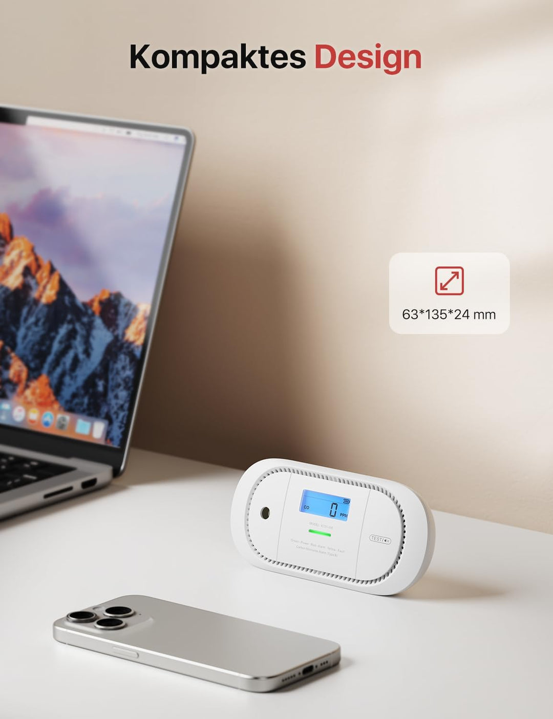 X-Sense Funkvernetzter CO Melder mit austauschbarer Batterie, Kohlenmonoxid Melder, LCD-Display und
