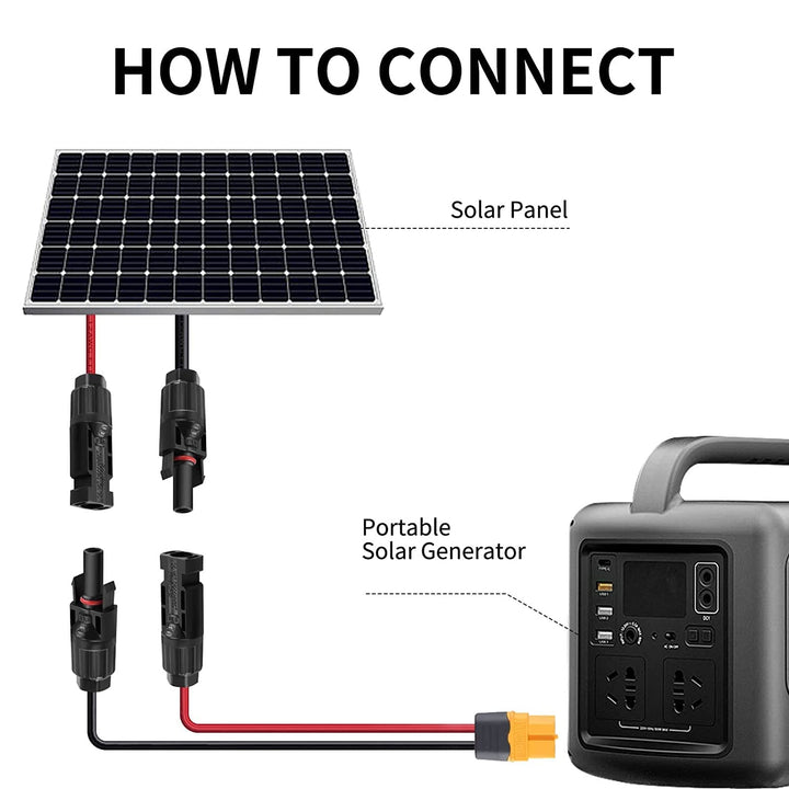 ZkeeShop Solarladekabel Solarstecker auf XT60 Adapter Stecker Anschluss von Solarpanel 12AWG Kabel f