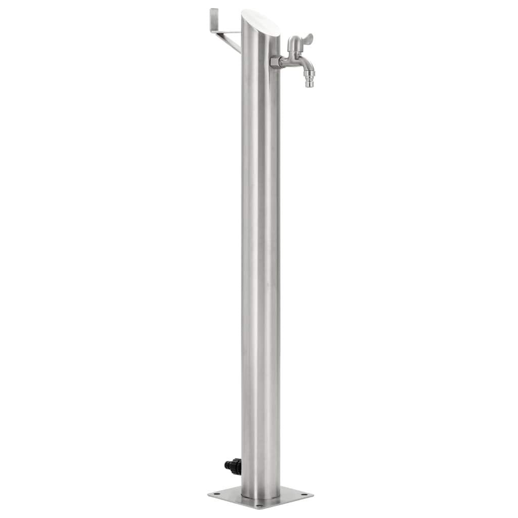 Festnight Garten Wassersäule Edelstahl Rund 95 cm | Wasserzapfsäule