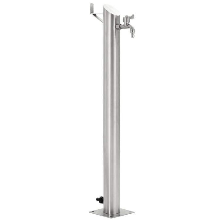 Festnight Garten Wassersäule Edelstahl Rund 95 cm | Wasserzapfsäule