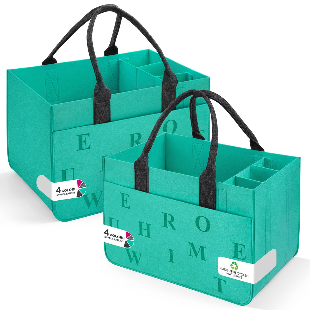 Filz Einkaufskörbe Filztasche Einkaufstasche mit Fächern, Filztasche Gross 30L Faltbar Robust Flasch