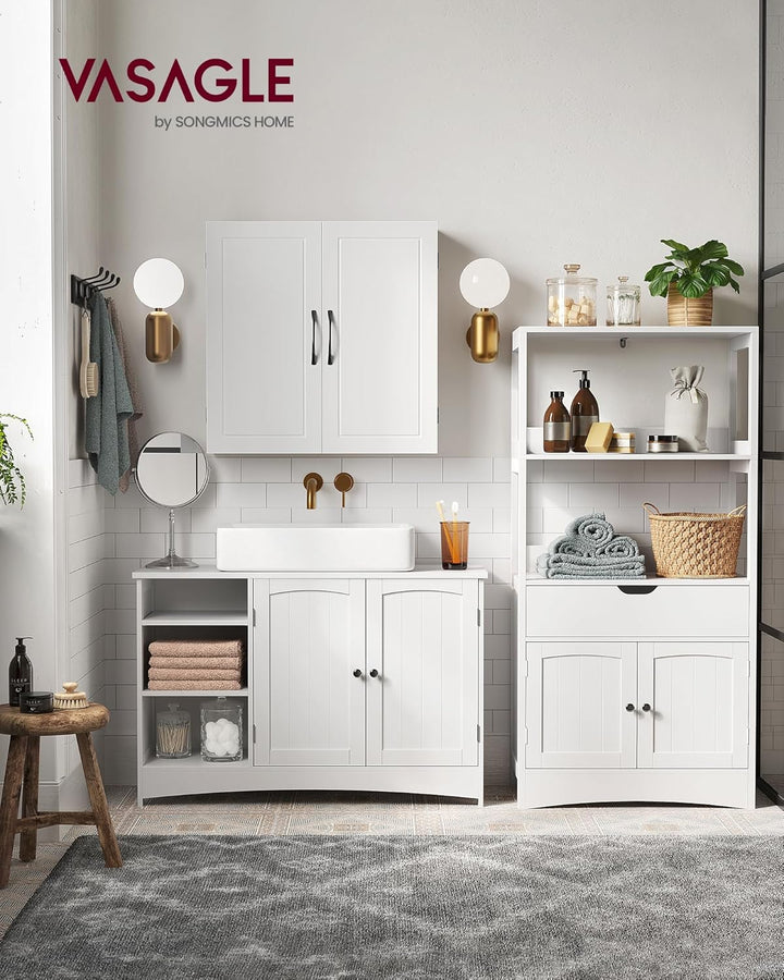 VASAGLE Waschbeckenunterschrank, Unterschrank, Badezimmerschrank, extra lang, 30 x 90 x 60 cm, 2 Tür