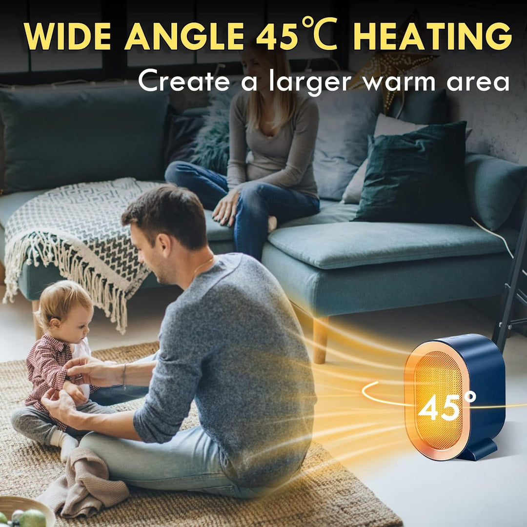 Heizlüfter, 1200W Heizlüfter Energiesparend, PTC Keramik Heizlüfter Leise Überhitzungs & Kippschutz,