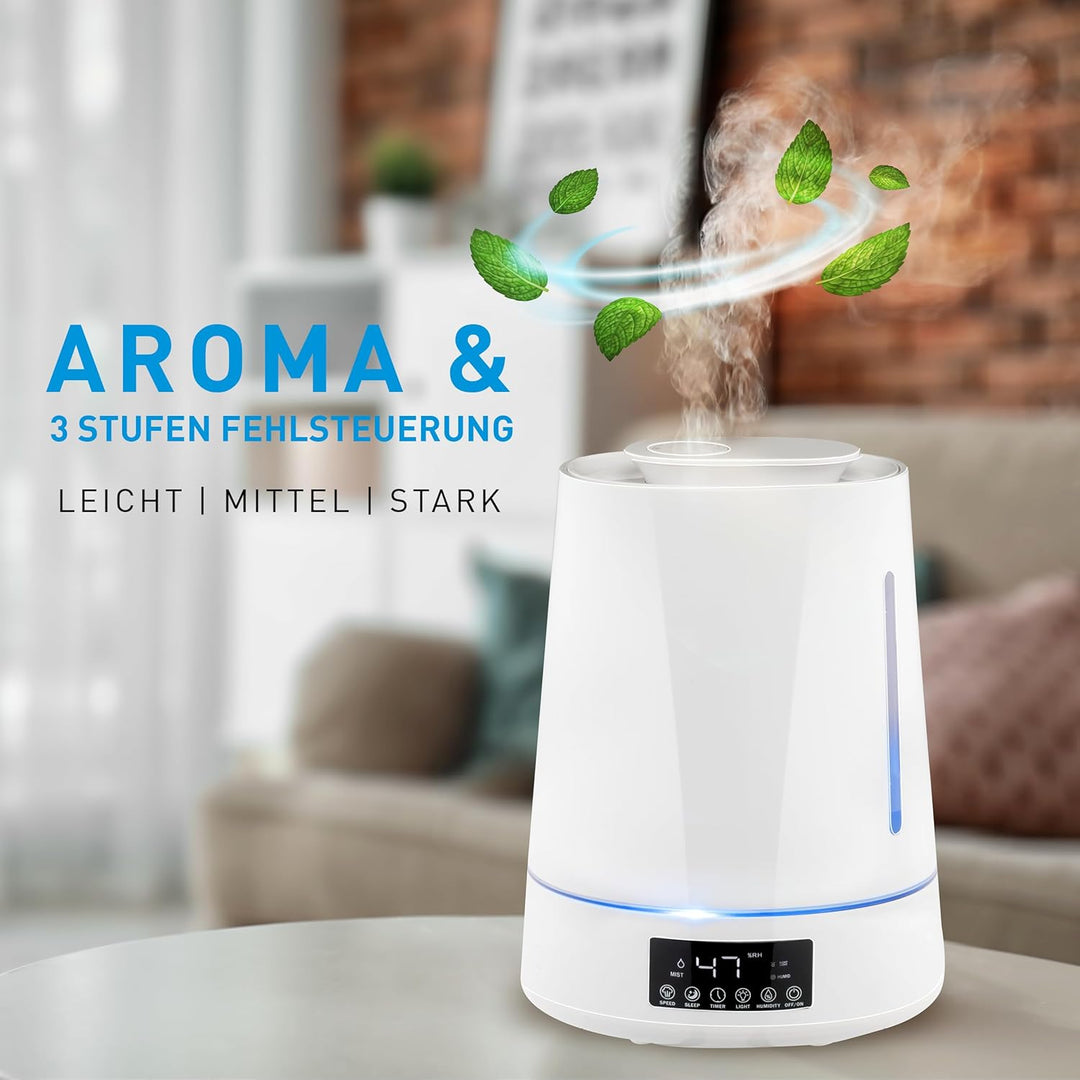 Grundig Luftbefeuchter und Aroma Diffuser 4L - Diffuser Ätherische Öle - Humidifier mit Hygrometer u
