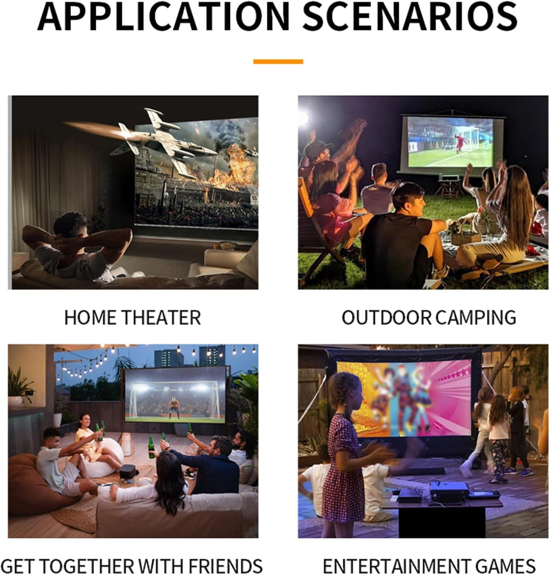 Smart Projector, 1080p Tragbarer -Projektor, 6000 LM Helligkeit, für Heimunterhaltung, Meetings und