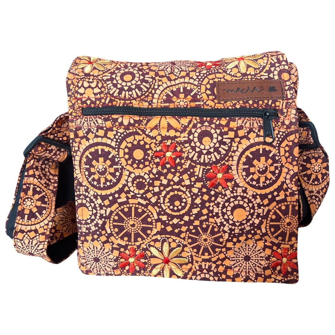 Damen Baumwolle Umhängetasche Indische Ethno Stil Boho Maliprint Tasche Baumwolle satche l mit Klapp