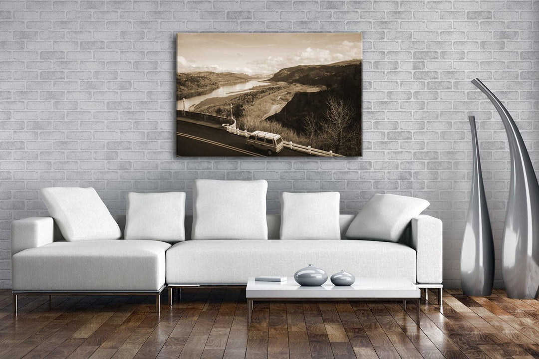 deyoli bezaubernd schöne Landschaft an einer Strasse Format: 80x60 Effekt: Sepia als Leinwandbild, M