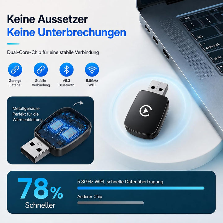 2 in 1 CarPlay &amp; Android Auto Wireless Adapter Kabellos, neuestes Modell 2026, Dualband WiFi 6 Bluet