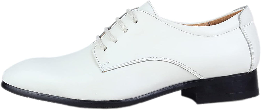 ANUFER Herren Echtes Leder Kleider Schuhe Formell Geschäft Derby Schnürsenkel 48.5 EU Weiss, 48.5 EU