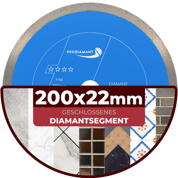 PRODIAMANT Profi Diamant-Trennscheibe PRORIM 200 mm x 22,23 mm kein ausbrechen bei glasierten Fliese