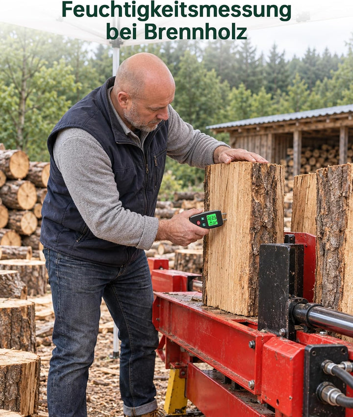 Feuchtigkeitsmessgerät, ERICKHILL EWM03 Pin-Typ Holzfeuchtemessgerät mit 5 Modi, LCD-Display mit grü