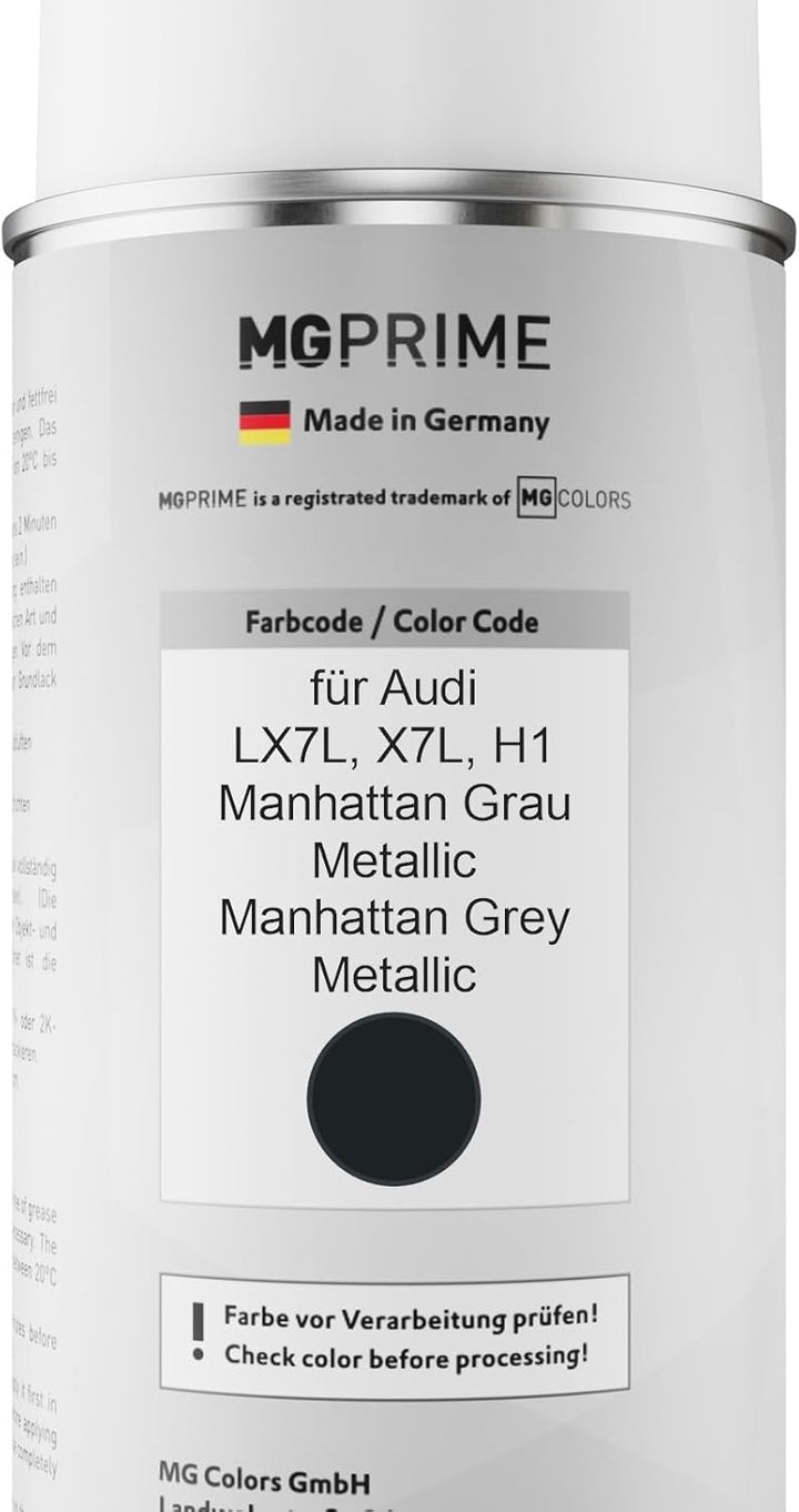 MG PRIME Autolack 2K Spraydosen Set für Audi LX7L / X7L / H1 Manhattan Grau Metallic/Manhattan Grey