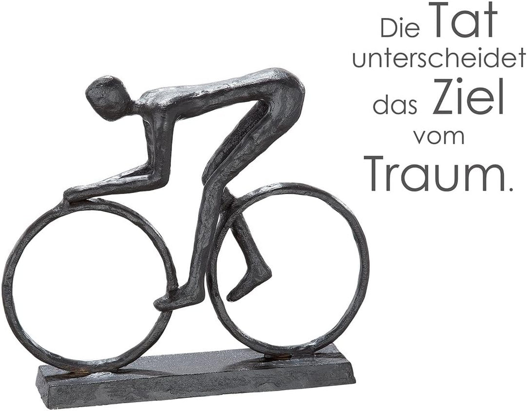 GILDE Design Skulptur Racer brüniert - Figur auf Rennrad - Höhe 15 cm Höhe 15 cm Braun, Höhe 15 cm B