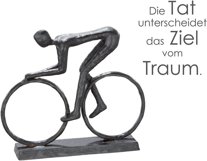GILDE Design Skulptur Racer brüniert - Figur auf Rennrad - Höhe 15 cm Höhe 15 cm Braun, Höhe 15 cm B