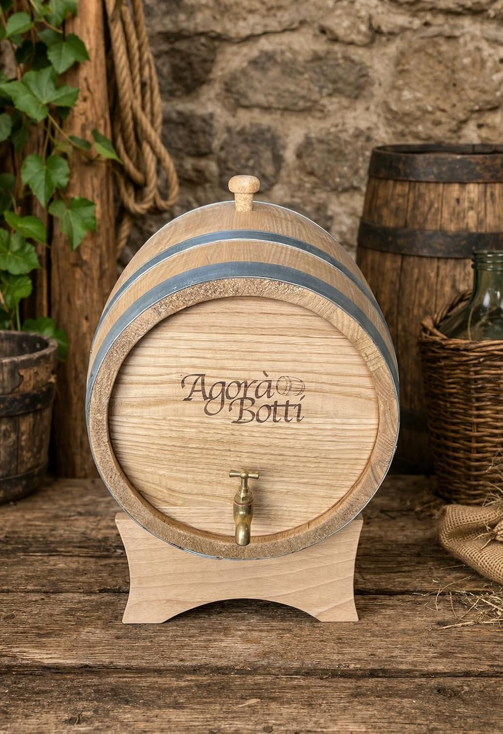 15 Liter Kastanienfass mit Messinghahn - Neue Produktion