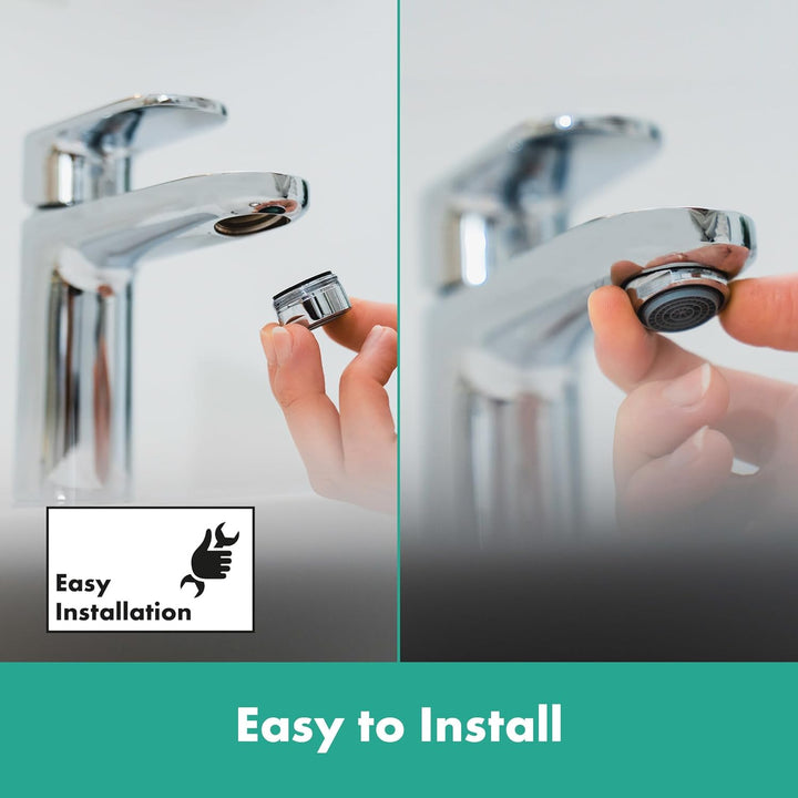 hansgrohe Soft Jet Luftsprudler Comfort M24, Universal-Wassersprudler wassersparend, 2er Set, Silber