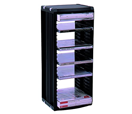 CD-Regal-Ständer MR-26S für 26 CDs mit Hüllen, Media-Rack Musik Turm, Erweiterbar, Kombinierbar, Auf