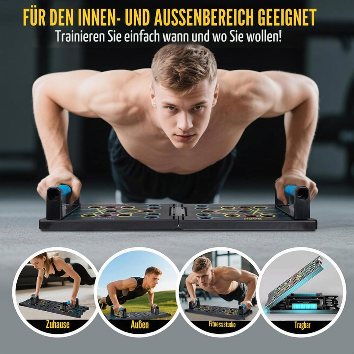 Push Up Board, 24 in 1 Faltbare Tragbare Liegestütz Brett mit 2 Handgriff, Multi-Funktions Portable