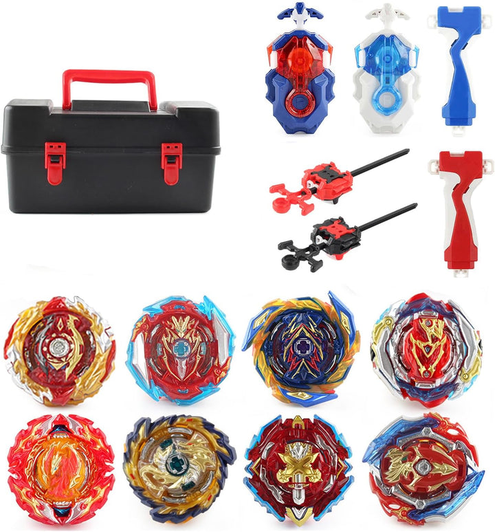 8 in 1 Gyros Set, 4D Kampfkreisel Kreisel Battle mit Launcher Gyros, inkl 4 Stück Gyros Launcher Set