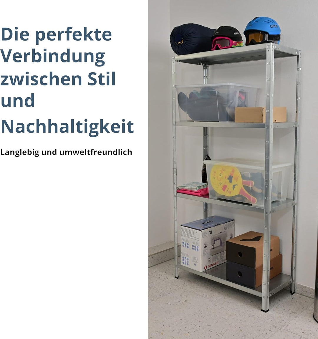 Schulte Regalwelt Lagerregal mit 4 PowerMAX-Fachböden, 137x75x30cm Regalsystem, Steckregal mit einfa