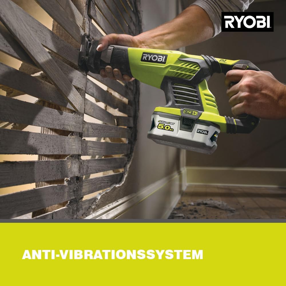 RYOBI 18 V ONE+ Akku-Säbelsäge RRS1801M (Hublänge 22mm, Leerlaufhubzahl 3.100 (min−1), ohne Akku und
