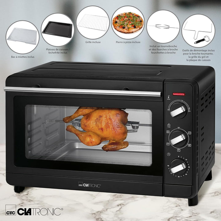 Clatronic Multi-Backofen MBG 3728, 30 Liter Backraum, Umluft + Ober- und Unterhitze, 90 Minuten-Time