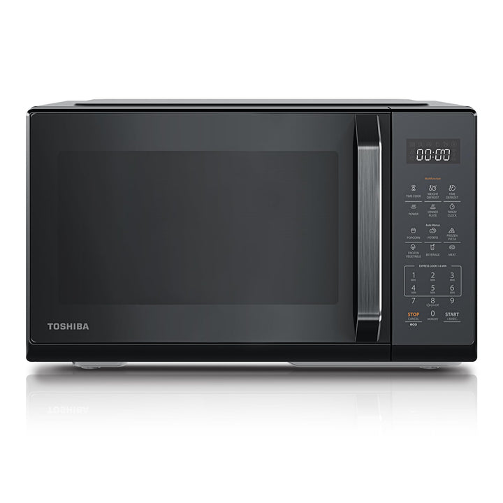 TOSHIBA microwave in mirrored black, 23 liters, 800W, digital solo mini microwave with 11 power leve